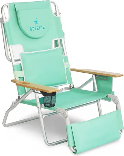 Vista 11 de Ostrich Silla reclinable de salón, Tumbona plegable de lujo para exteriores 3 en 1, Verde Lima - Reclinador compacto y portátil para bronceado