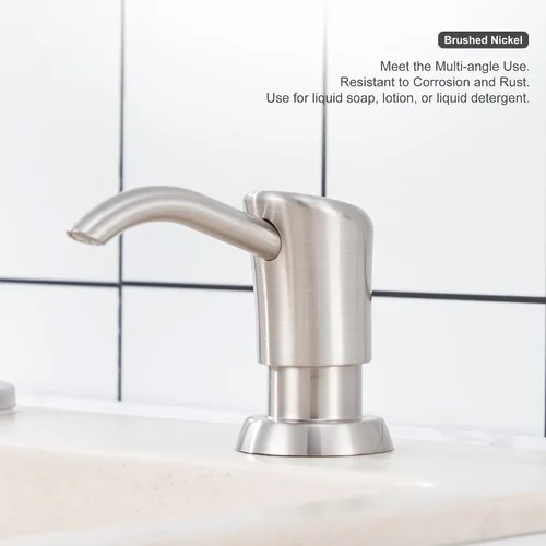 Vista 5 de GAGALIFE Dispensador de jabón empotrado en mostrador (níquel cepillado) para fregadero de cocina y kit de tubo de extensión, actualización