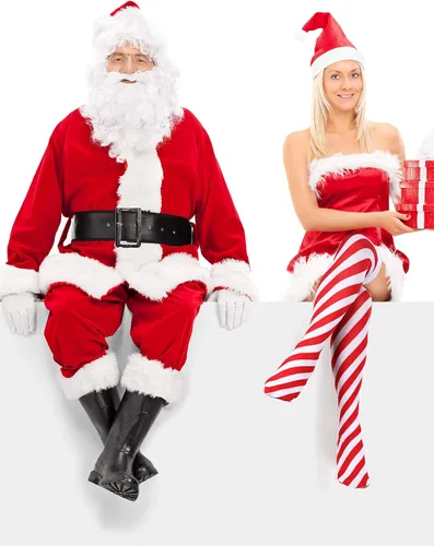 Vista 7 de 4 pares de calcetines largos hasta el muslo de Navidad por encima de la rodilla, calcetines de Navidad, Halloween, cosplay, fiesta de disfraces