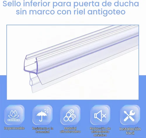 Vista 3 de Lineshading Paquete de 2 sellos inferiores para puerta de ducha, 1/4