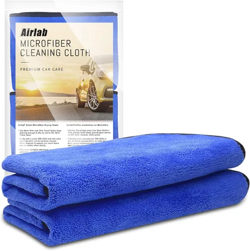 Vista 19 de Airlab - Toallas de microfibra para coche, paño de limpieza para secado, color negro y gris Thick Plush Auto Detailing Super Absorbent for
