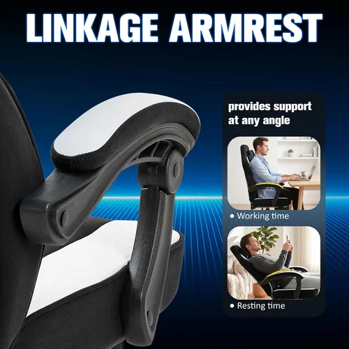 Vista 6 de Gaming Chair with Footrest Fabric Gaming Chair for Adults with Massage Lumbar Support, High Back Ergonomic Computer Chair, Pocket Spring Cushion