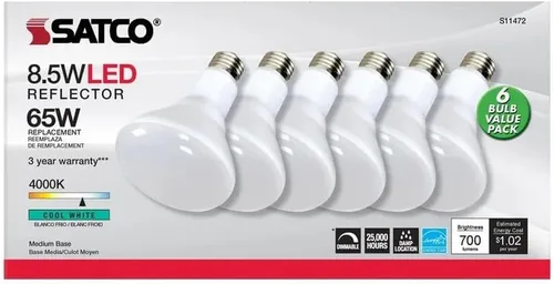 Vista 5 de Satco Bombilla LED de inundación 11472-8.5BR30/LED/840/120V/6PK S11472 BR30