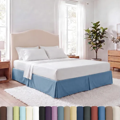 Vista 19 de Southshore Fine Linens VILANO Springs faldón para cama plisada, 15 pulgadas, Microfibra, Blanco brillante, gemelo