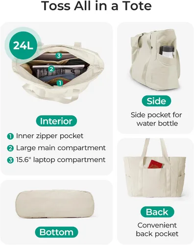 Vista 46 de BAGSMART Bolsa de mano para mujer con cremallera, bolsa de gimnasio con compartimentos, bolsa de trabajo para enfermera, baile, bolsa de yoga