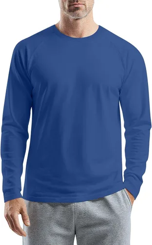 Vista 26 de Camisetas para hombre, manga larga, color sólido, cuello redondo, camisetas básicas informales, M-3XL