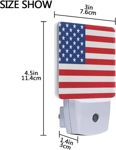 Vista 4 de Naanle Juego de 2 luces LED con sensor automático de la bandera estadounidense patriótica para el Día de la Independencia de Estados Unidos, 4