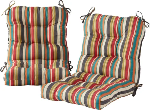 Vista 73 de Cojines para silla de exterior con bisagras, diseño de una sola pieza, cojín reversible para asiento y respaldo de patio con lazos, tela de Aloha