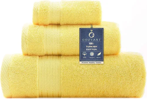 Vista 51 de COZYART - Juego de 6 toallas de baño de algodón turco, color azul claro, suaves, altamente absorbentes y duraderas, 19.17 oz/yd², incluye 2 toallas