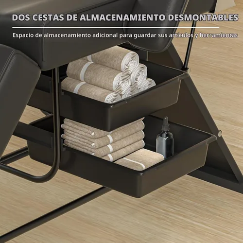 Vista 6 de Silla de tatuaje para clientes, cama de masaje ajustable de 72.4 pulgadas, cama facial para esteticista, multiusos, cómoda, profesional, cama