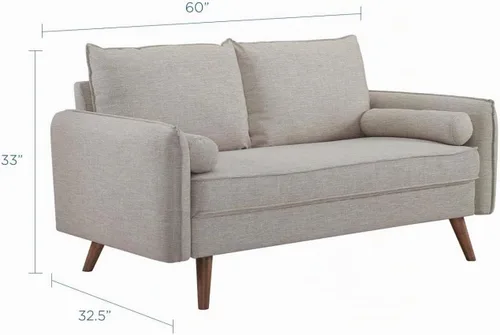 Vista 3 de Modway EEI-3091 Revive - Sofá biplaza tapizado de tela moderna contemporánea en beige