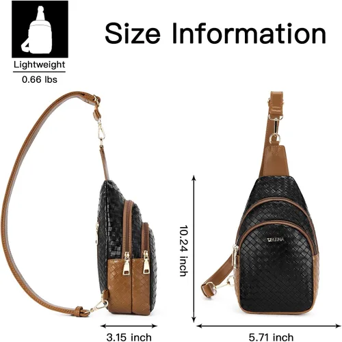 Vista 167 de Telena Riñonera pequeña para mujer, de cuero, cangureras, bolsa de pecho para mujer