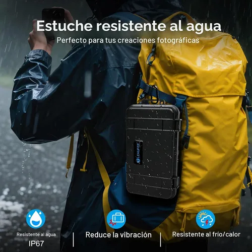 Vista 6 de Lekufee Estuche rígido impermeable de viaje para DJI Osmo 360, batería y otros accesorios (solo funda y bolsa)