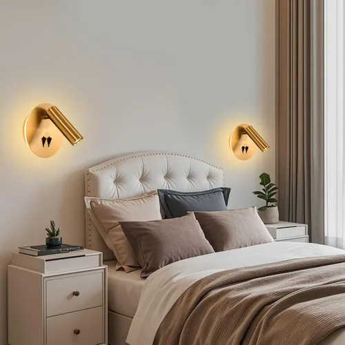Vista 5 de ZEROUNO Lámpara de lectura de montaje en pared para dormitorio, lámpara de pared nocturna retroiluminada, aplique cableado con interruptor