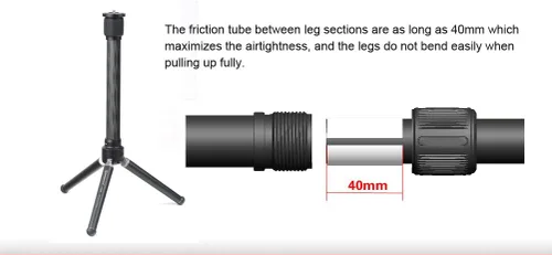 Vista 8 de Sunwayfoto ET-02 CF Trípode Extensión Tubo Fibra de Carbono 2 Sección Extensor