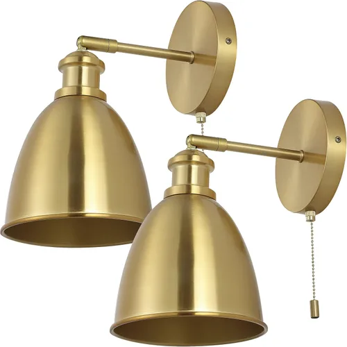 Vista 9 de JONATHAN Y JYL9911A-SET2 - Juego de 2 apliques de pared LED de latón dorado de 6.5 pulgadas para dormitorio, lámpara de pared industrial cableada