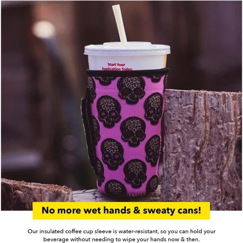 Vista 6 de Drink Handlers - Manipulador de vasos y tazas de café de 16 a 20 onzas Cuadros rojos con leopardo
