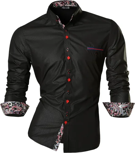 Vista 53 de jeansian - Camisas de manga larga de ajuste entallado para hombre (8397), con botones, informales y de vestir.
