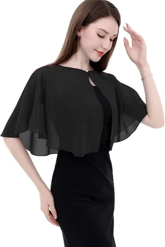 Vista 3 de Capelets de encaje de gasa suave para mujer, chales y envolturas para vestido de noche, boda, capa Bole