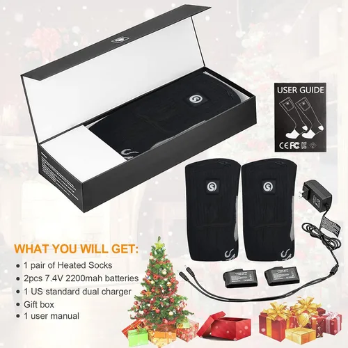 Vista 7 de Calcetines térmicos para hombres y mujeres, calcetines de batería para pies fríos, calcetines eléctricos térmicos para campamento, calentadores