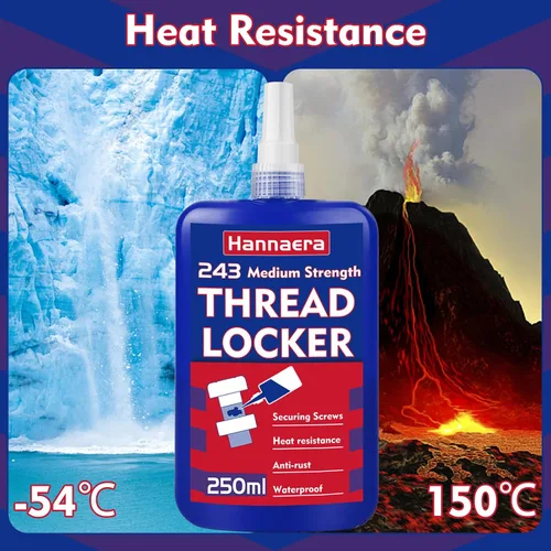 Vista 4 de Hannaera - Adhesivo de fijación de roscas de fuerza media 8.45 Fl oz/250 ml, para tuercas, pernos, sujetadores y metales, adhesivo azul para evitar