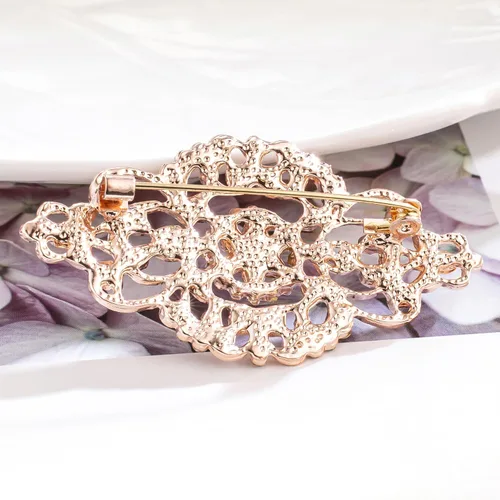 Vista 4 de Broche de diamantes de imitación Art Deco de cristal nupcial vintage para boda