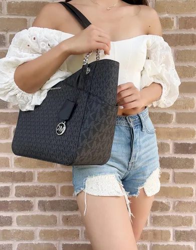 Vista 5 de Michael Kors - Bolso tote Jet Set Travel grande con cadena para el hombro Negro multi L