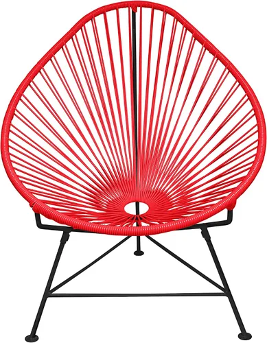 Vista 38 de Innit Designs Acapulco - Silla mecedora con estructura cromada, color turquesa, tejido naranja Verde