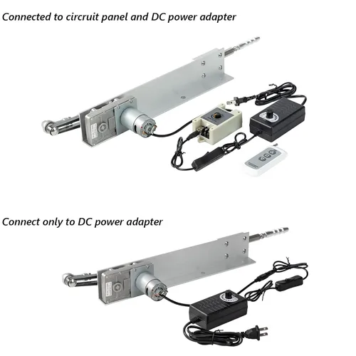 Vista 4 de Actuador lineal Motor alternativo DIY, 24V 120rpm Carrera más larga 5.906 in 6 pulgadas, con fuente de alimentación CC y control remoto