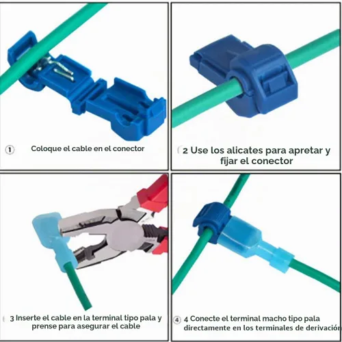 Vista 3 de 60 piezas de 30 pares de conectores de cable en T, terminales de cable eléctrico de empalme rápido de 22-10 AWG, kit surtido de terminales de pala