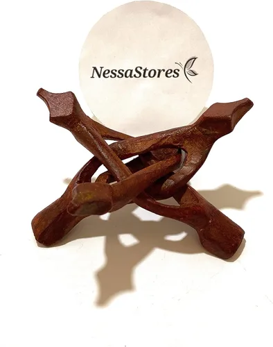 Vista 3 de NESSASTORES - Soporte de madera para trípode tallado 4" #JC-045 (1 piezas)