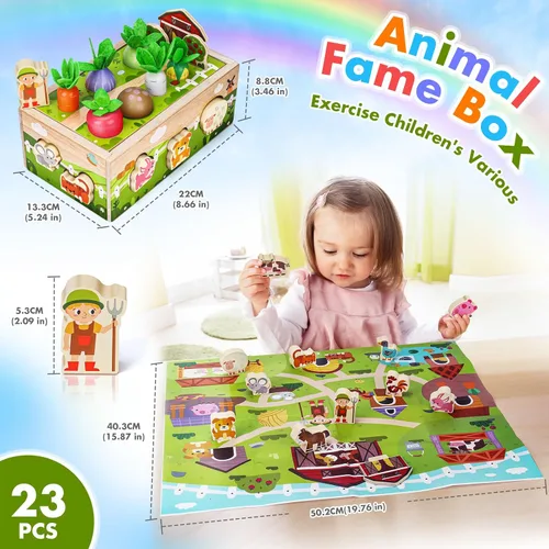 Vista 2 de Juguetes sensoriales de madera Montessori para niños pequeños: juguete para niños de 1 año, regalo de cumpleaños para niños y niñas Primer regalo
