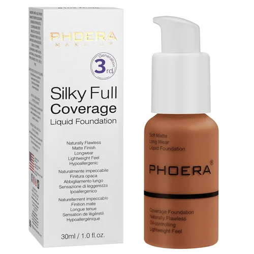 Vista 25 de PHOERA - Base líquida mate, maquillaje PHOERA para mujeres, corrector de cobertura completa, base PHOERA, corrector de control de aceite mate de 1.0