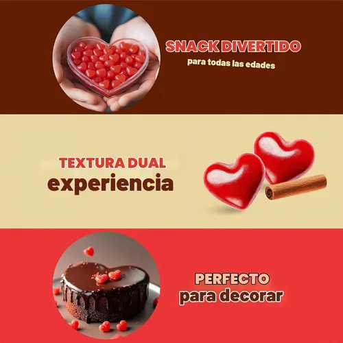 Vista 5 de Corazónes Imperiales de Canela Bolsa de 3 Libras Dulces de Canela Picante a Granel Trozos de Caramelo en Forma de Corazón para Hornear
