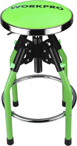 Vista 9 de WORKPRO Taburete de Taller Hidráulico Ajustable de Servicio Pesado, Taburete de Bar para Garaje, 29 a 33.86 pulgadas, Capacidad de 330 Libras, Negro