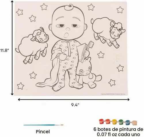 Vista 4 de Innovative Designs Cocomelon - Set de pintura y actividades creativas con lienzo para colorear para niños, más de 1000 piezas