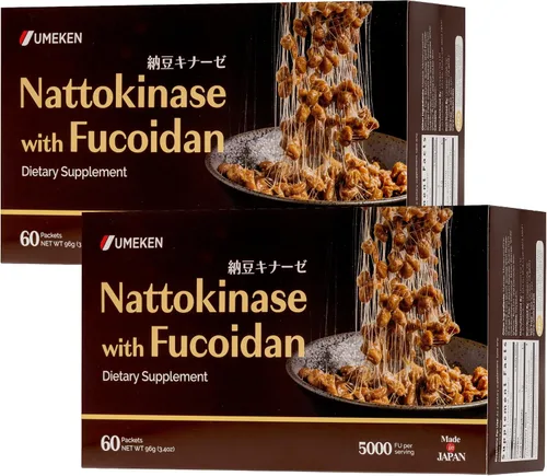 Vista 7 de Umeken Nattokinase Plus Fucoidan, suplemento de nattoquinasa, 5000FU nato, sin olor, fácil de tomar, fucoidan de Okinawa, suplemento japonés, 60