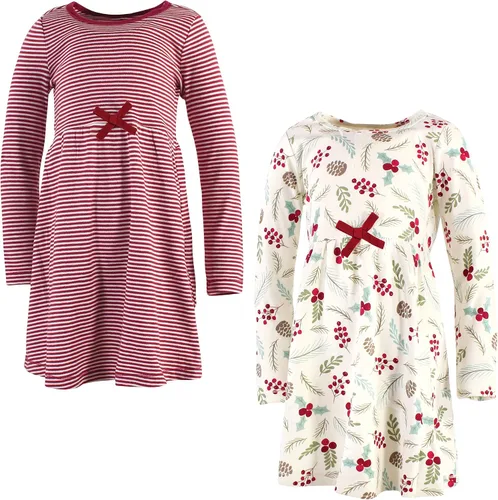 Vista 66 de Touched by Nature - Vestidos de manga corta y manga larga de algodón orgánico para niñas pequeñas, bebés y mujeres Manga larga con flores abstractas