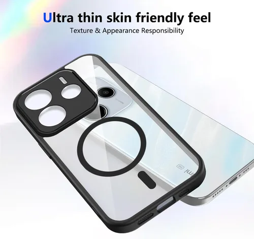 Vista 415 de Funda magnética transparente compatible con Xiaomi 17T, color negro 2 en 1 PC + TPU cubierta de teléfono a prueba de golpes, carcasa protectora
