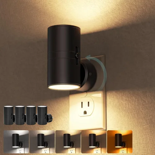 Vista 15 de Briignite - Luces nocturnas led enchufables, 3CCT, sensor de anochecer a amanecer, de 3000 K, regulable para pasillo, dormitorio, escalera, paquete