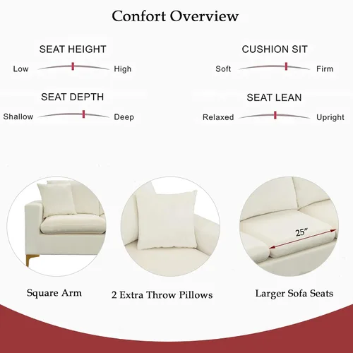 Vista 6 de Sofá modular de 110.6 pulgadas con otomana, elegante sofá tapizado de terciopelo en forma de L con 2 almohadas para sala de estar y apartamento