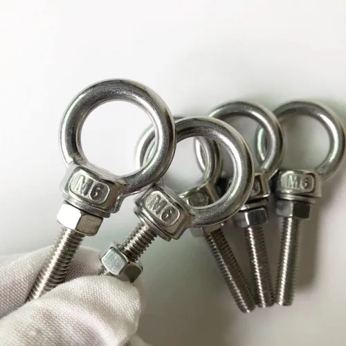 Vista 2 de Perno de ojo de hombro M6, paquete de 5 pernos de ojo de acero inoxidable de 1/4 de pulgada, accesorios de tornillo de alta resistencia, incluyen