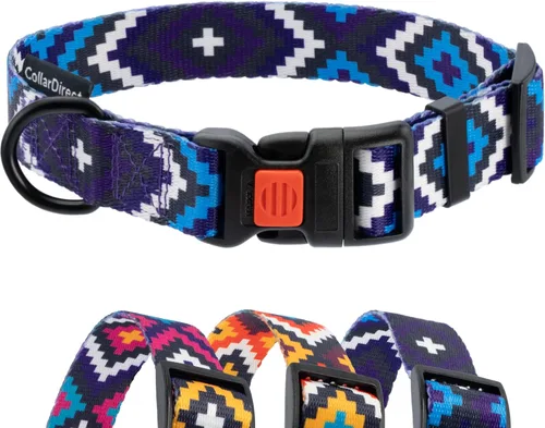 Vista 19 de Collar de perro de nailon con patrón floral aguamarina de 12 a 16 pulgadas