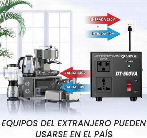Vista 4 de Transformador Convertidor de Voltaje Anbull 500W, Transformador de Voltaje de Paso Abajo y Arriba 110v 220v, Convertidor de Voltaje de 220 a 110