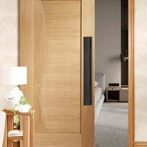 Vista 3 de Manija de puerta estilo granero, tirador de manija de puerta corredera resistente de 12 pulgadas, moderno mango de base larga para puerta