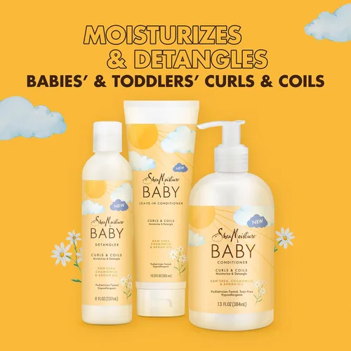 Vista 5 de SheaMoisture Baby Essentials, gel de baño y champú + acondicionador de rizos y bobinas, desenredante con karité crudo, manzanilla y aceite de argán