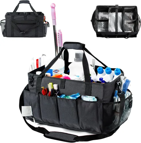 Vista 14 de Organizador de Limpieza para Suministros de Limpieza con Bolsillos para Artículos Esenciales de Limpieza del Hogar, Organizador de Limpieza, Bolsa
