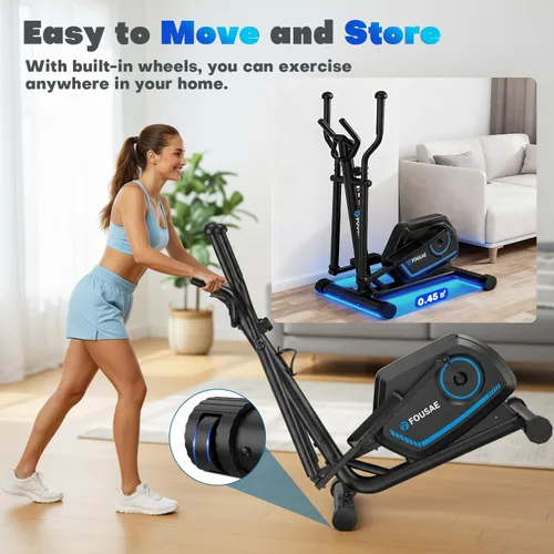 Vista 7 de Elliptical Exercise Machine, 16-Level Magnetic Resistance Elliptical Machine for Home Trainer with Hyper-Quiet Drive, 15.5IN Stride, LCD Monitor &