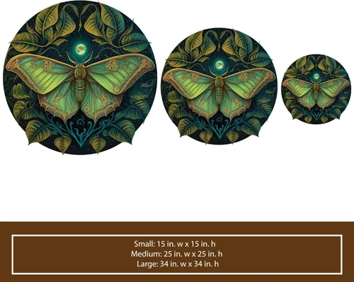 Vista 3 de Calcomanía de pared Luna Moth (15 pulgadas de ancho x 15 pulgadas de alto)