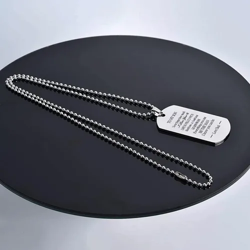 Vista 4 de To My Son Dog Tag Military Stainless Steel Pendant Necklace gifts for Men Teen boys,Birthday Graduation Christmas Gifts to Son from Dad Mom